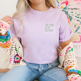 In the Lord I Take Refuge Psalm 61 Comfort Colors T-shirt - Front Only Pocket Design - March 2026 Collection