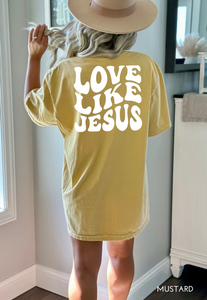 Love Like Jesus Groovy Wavy Comfort Colors Heavyweight T-Shirt