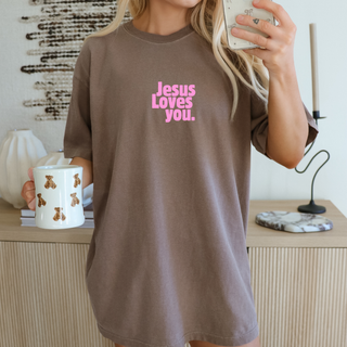 Jesus Loves You Bright Colors Christian Crewneck T-Shirt Apparel