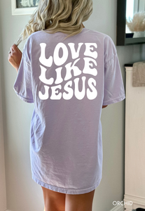 Love Like Jesus Groovy Wavy Comfort Colors Heavyweight T-Shirt