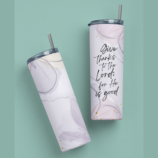 Give Thanks Purple Insulated 20oz. Travel Tumbler With Straw