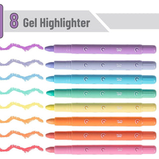 Gel Highlighters, No Bleed, 8 Pack