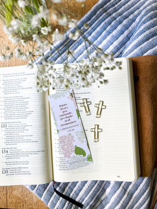 Cross Paper-Clip Set Rejoice, Pray, Give Thanks