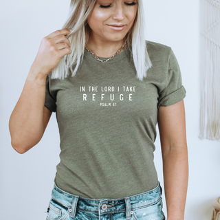 In the Lord I Take Refuge Psalm 61 Bella Canvas - Front and Back Design - March 2026 Collection