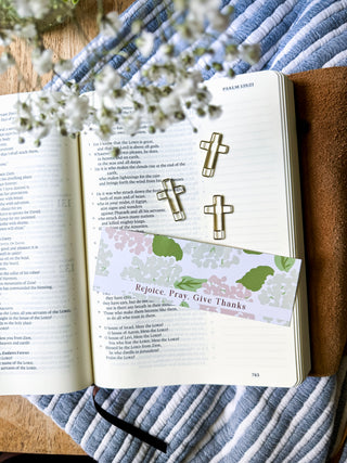 Cross Paper-Clip Set Rejoice, Pray, Give Thanks