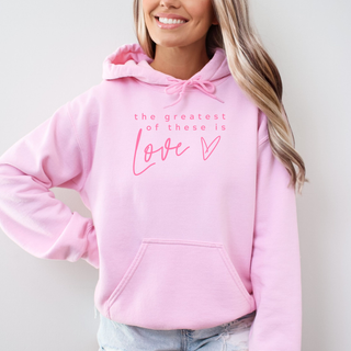 The Greatest of These is Love Cozy Christian Valentines Hoodie