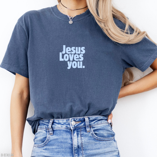 Jesus Loves You Bright Colors Christian Crewneck T-Shirt Apparel