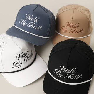 Walk By Faith Embroidered Performance Rope Trucker Hat