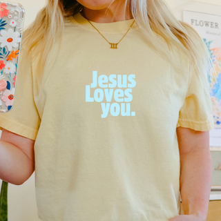 Jesus Loves You Bright Colors Christian Crewneck T-Shirt Apparel
