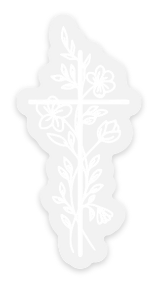 Clear Pure White Floral Cross Waterproof Vinyl Sticker