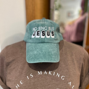 No King But Jesus Embroidered Hat - Maroon/Charcoal/Moss