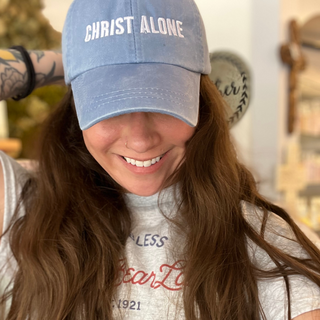 Christ Alone Embroidered Hat - Periwinkle