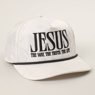 JESUS Embroidered White Camo Trucker Hat
