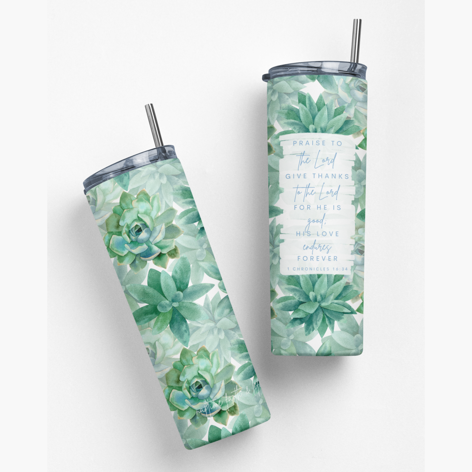succulent tumbler Succulent Bible Verse Stainless Steel Double-Wall Vacuum Sealed Insulated 20oz. Travel Tumbler With Straw For Hot or Cold Beverages