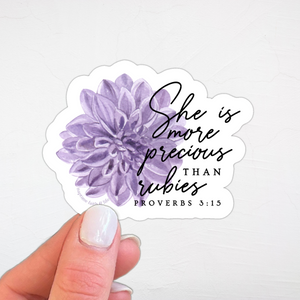 More Precious Than Rubies Bible verse sticker | Christian stickers | Faith stickers
