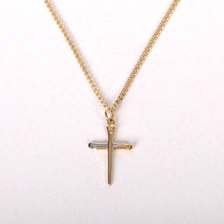 Necklace Cross Nail Gold Over Sterling Silver 18"