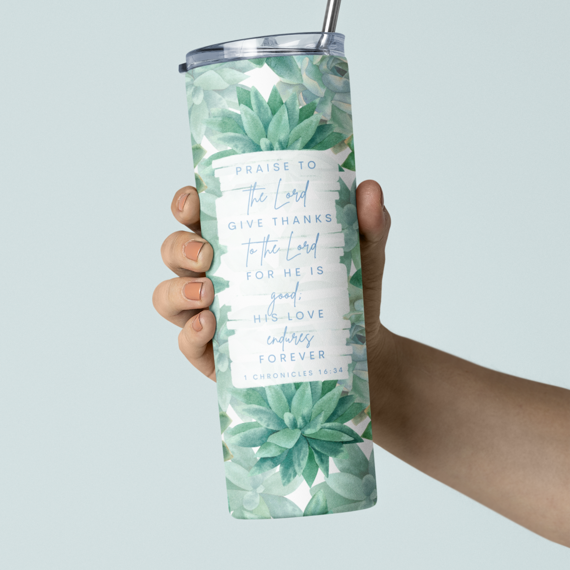 succulent tumbler Succulent Bible Verse Stainless Steel Double-Wall Vacuum Sealed Insula – Naptime Faith & Life Gift Shop