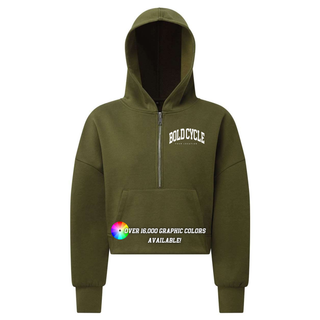 Custom Branded Logo Half Zip Cropped Hoodie With Thumbhole (MIN. 3)
