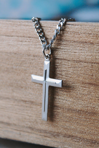 Necklace Cross - Cross - Sterling Silver - 24"