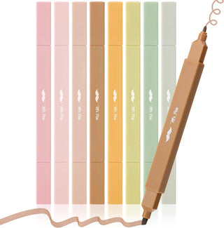 Dual Tip Aesthetic Highlighters, 8 pcs, Chisel & Fine Tips