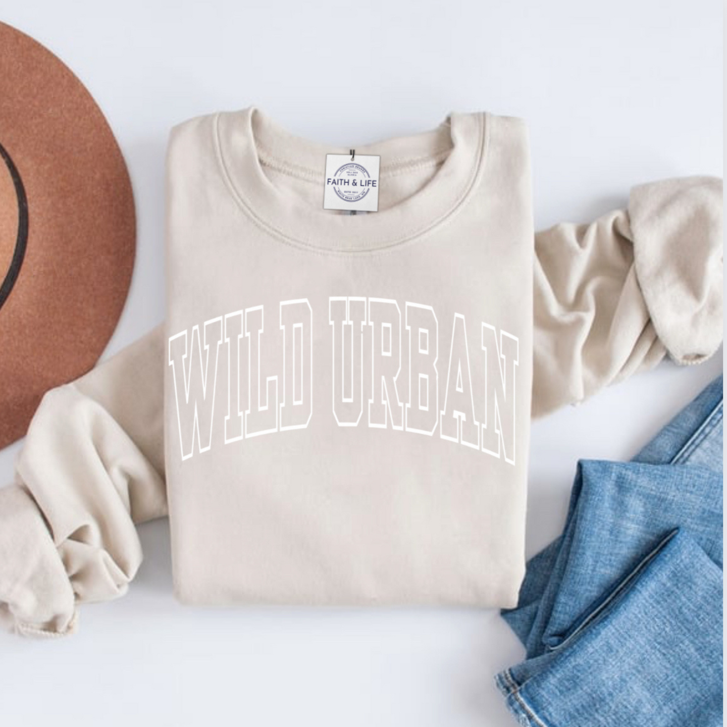 Custom Order For Wild Urban SAND Sweatshirt With Bubble College Letter