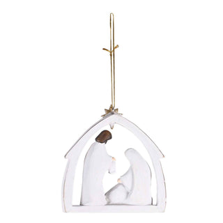 Ornament Holy Family Creche In White 4H
