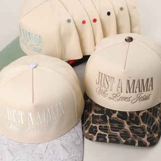 JUST A MAMA WHO LOVES JESUS Embroidery Two-Tone Trucker Hat