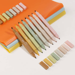 Dual Tip Aesthetic Highlighters, 8 pcs, Chisel & Fine Tips
