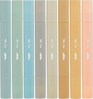 Mr. Pen- Aesthetic Dual Tip Bible Highlighters, No Bleed Through Assorted Color, 8pcs, Cute Highlighter Dual Tip for Journaling Supplies and School Accessories: Earthy