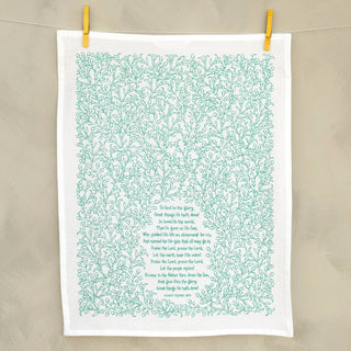 To God Be the Glory Hymn Tea Towel - Teal