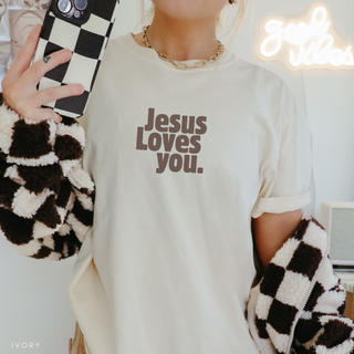 Jesus Loves You Bright Colors Christian Crewneck T-Shirt Apparel