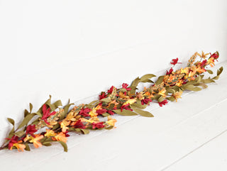 530161- 4ft Garland-Orange Burgundy wild flower with heather
