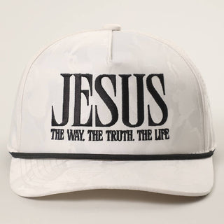 JESUS Embroidered White Camo Trucker Hat