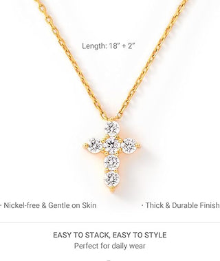 Small Cross Necklace for Women Cute Cubic Zirconia Necklace