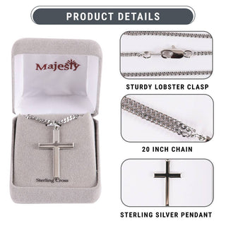 Necklace Cross - Sterling Silver - 24"
