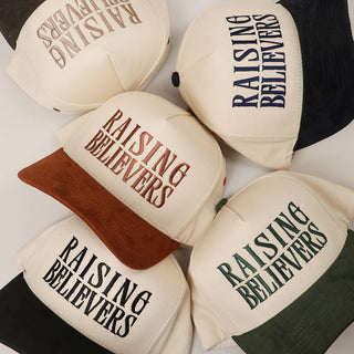 RAISING BELIEVERS Suede Two-Tone Trucker Hat