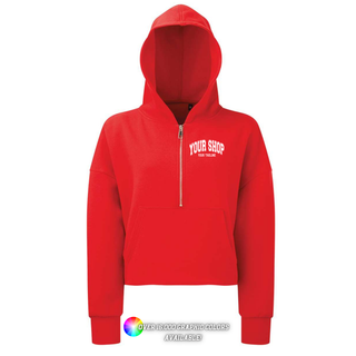 Custom Branded Logo Half Zip Cropped Hoodie With Thumbhole (MIN. 3)