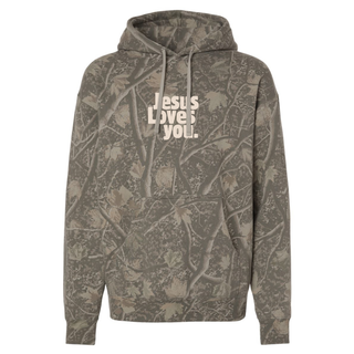 Independent Trading Co Unisex Premium Camo Jesus Loves You Hoodie Sweatshirt