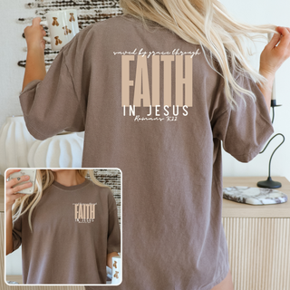 Saved By Grace Through Faith in Jesus Christian Crewneck T-Shirt Apparel
