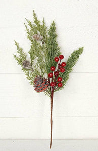 29965- 16IN PICK-FROSTED SOFT PINES WITH RED BERRIES