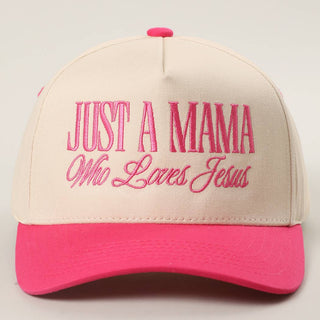 JUST A MAMA WHO LOVES JESUS Embroidery Two-Tone Trucker Hat
