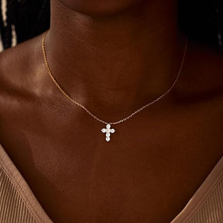 Small Cross Necklace for Women Cute Cubic Zirconia Necklace