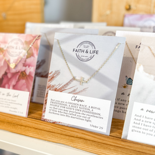 "Chosen" Dainty Cubic Zirconia 18k Gold Inspirational Cross Necklace