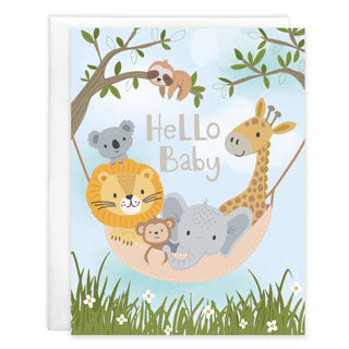 Baby Greeting Card - Animal Hammock