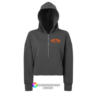 Custom Branded Logo Half Zip Cropped Hoodie With Thumbhole (MIN. 3)