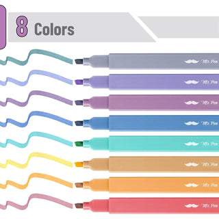Muted Pastel Highlighters 8 Pack No Bleed
