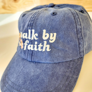 Walk By Faith, Embroidered Baseball Cap, Christian Hat