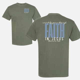Saved By Grace Through Faith in Jesus Christian Crewneck T-Shirt Apparel