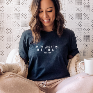 In the Lord I Take Refuge Psalm 61 Bella Canvas - Front and Back Design - March 2026 Collection