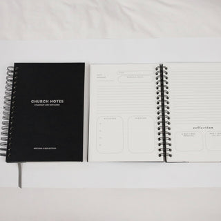 Church Notes Journal - Size Large, Black Spiral (7 x 10")